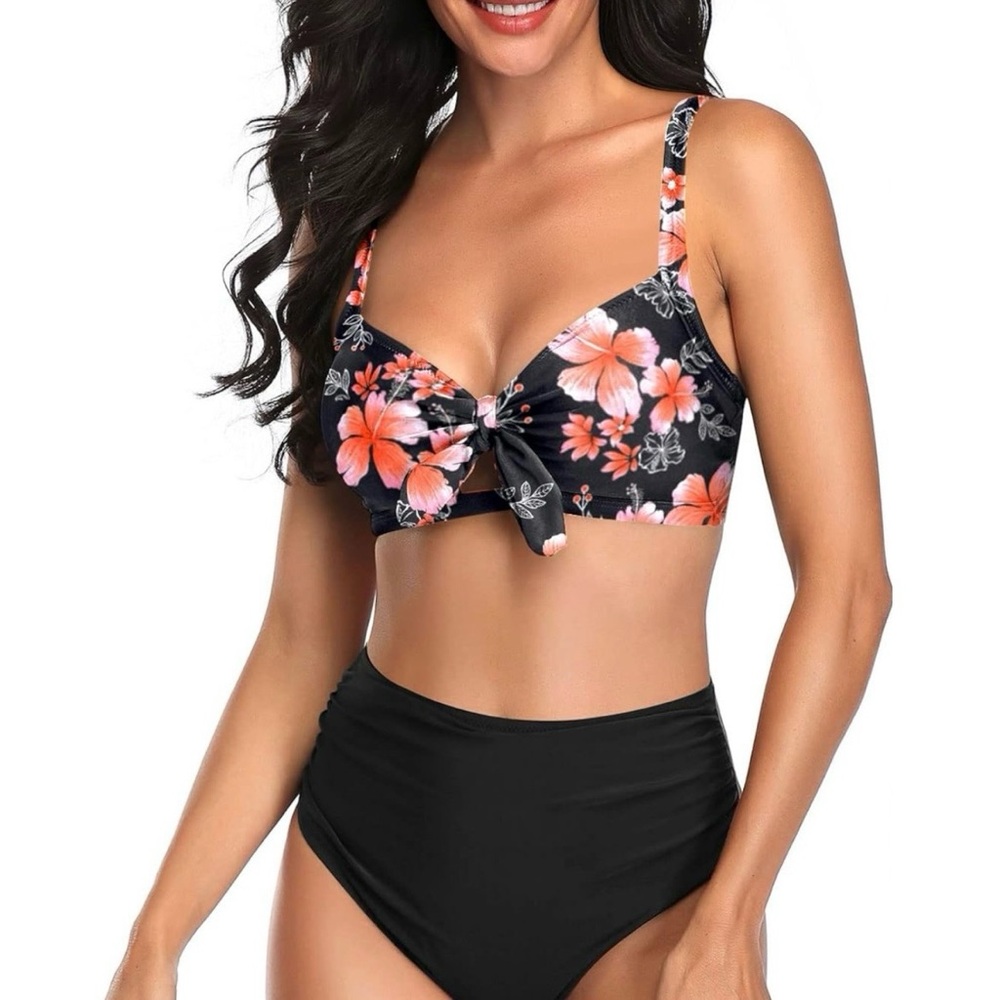 Floral Black Bikini Set